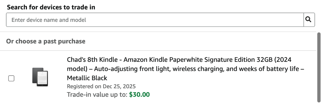 Amazon Kindle Trade-In Value